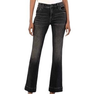 EUC KFK Kelsey Ab Fab High Rise Ankle Flare Washed Black Stretch Denim 0